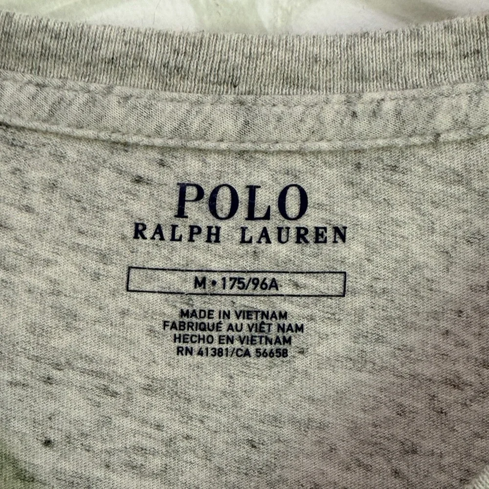 Polo‎ Ralph Lauren V Neck Tee M Mens Soft Heathered Gray Long Sleeve Pullover